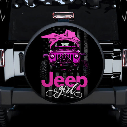 Pink Jeep Girl Car Leather Spare Tire Cover - PersonalizedFury