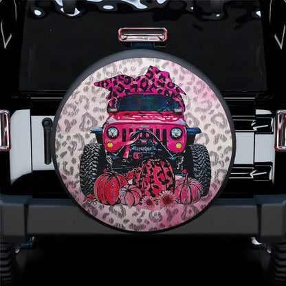 Pink Jeep In October Jeep Car Leather Spare Tire Cover - PersonalizedFury