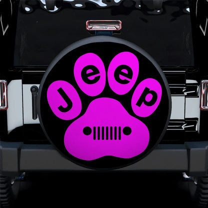 Pink Jeep Paw Car Leather Spare Tire Cover - PersonalizedFury