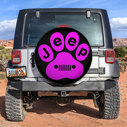 Pink Jeep Paw Car Leather Spare Tire Cover - PersonalizedFury