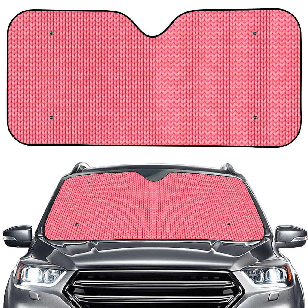 Pink Knitted Pattern Print Car Windshield Sun Shade