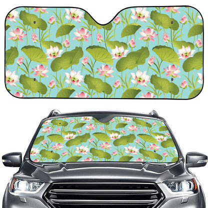 Pink Lotus Pattern Print Car Windshield Sun Shade