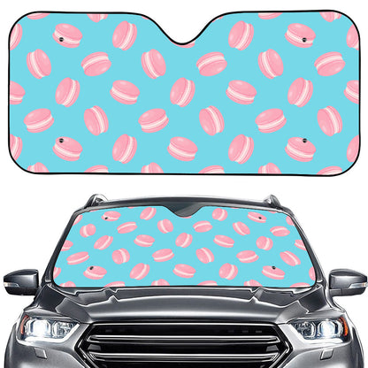 Pink Macaron Pattern Print Car Windshield Sun Shade