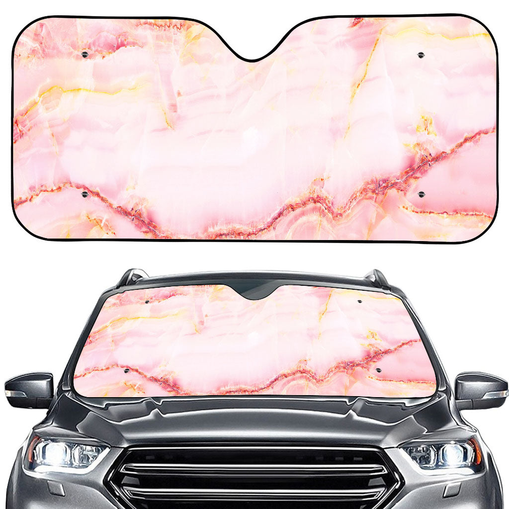 Pink Marble Print Car Windshield Sun Shade