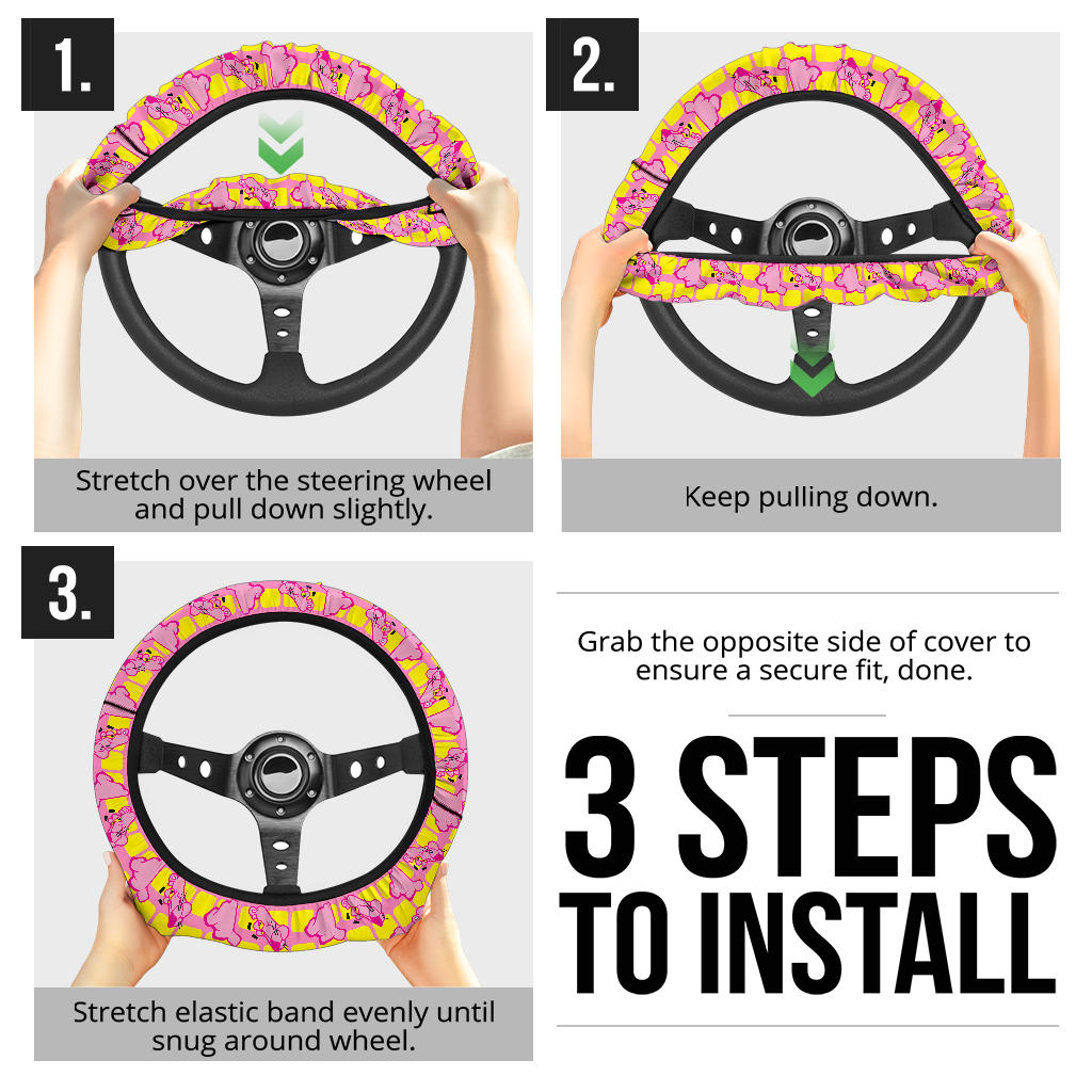 Pink Panther Premium Custom Car Steering Wheel Cover