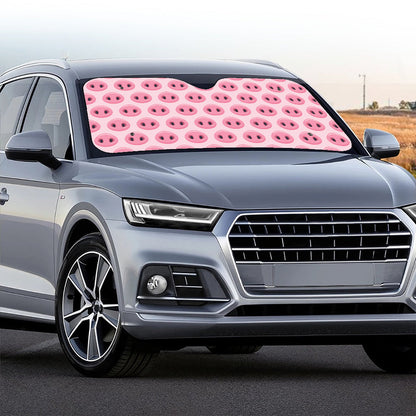 Pink Pig Nose Pattern Print Car Windshield Sun Shade