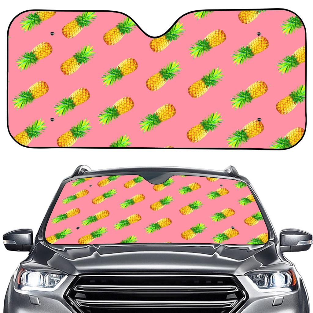 Pink Pineapple Pattern Print Car Windshield Sun Shade
