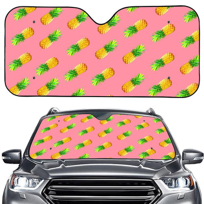 Pink Pineapple Pattern Print Car Windshield Sun Shade