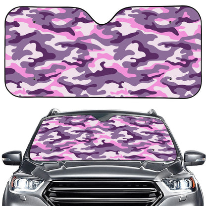 Pink Purple And Grey Camouflage Print Car Windshield Sun Shade