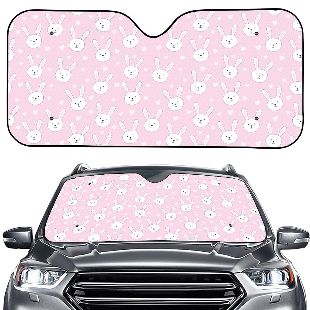 Pink Rabbit Pattern Print Car Windshield Sun Shade