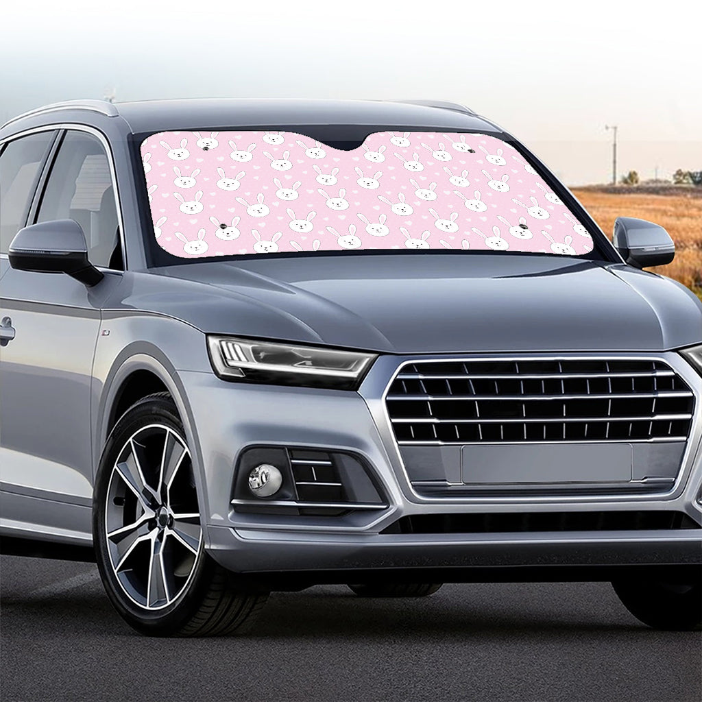Pink Rabbit Pattern Print Car Windshield Sun Shade