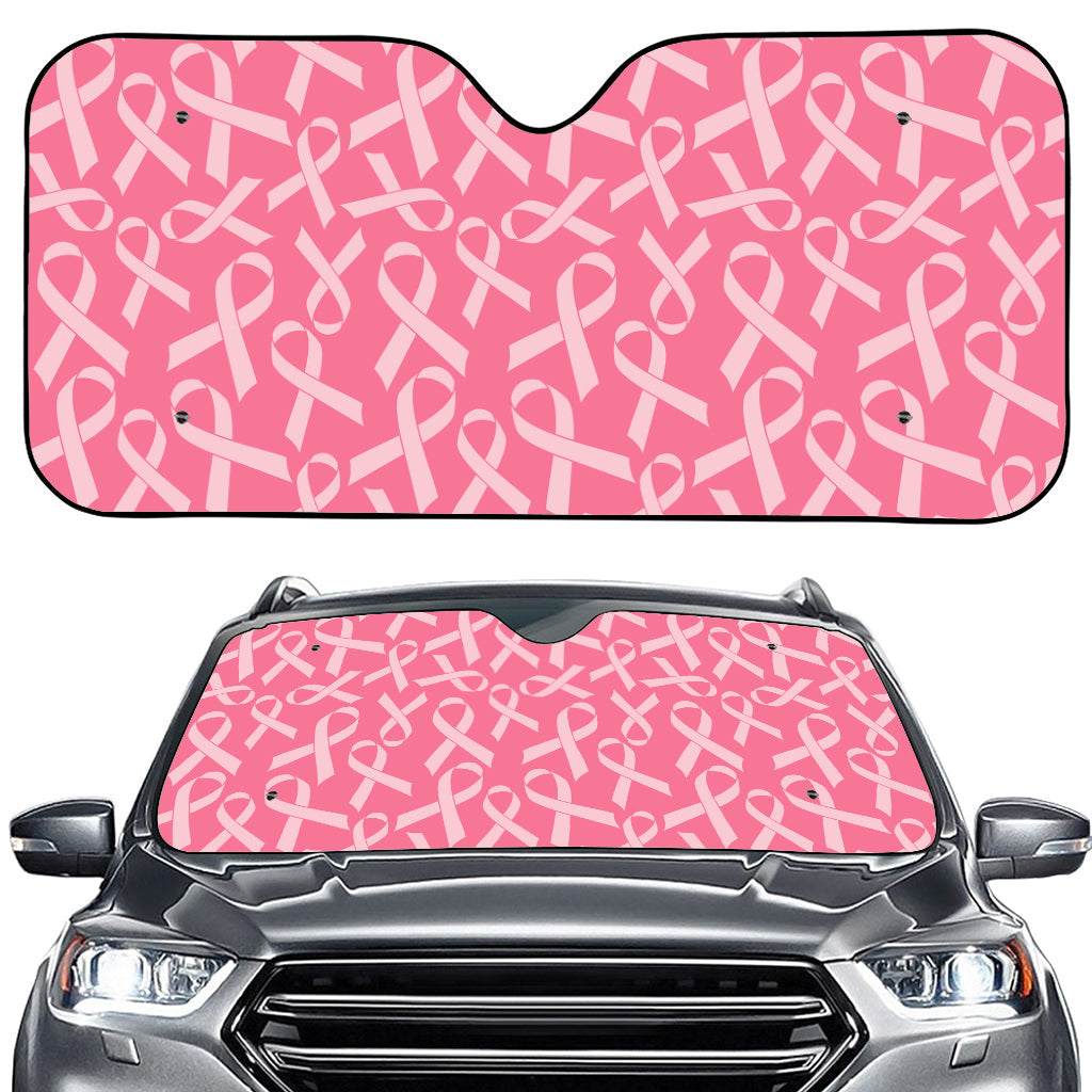 Pink Ribbon Breast Cancer Pattern Print Car Windshield Sun Shade