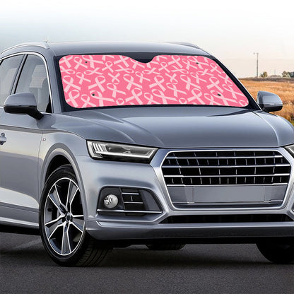 Pink Ribbon Breast Cancer Pattern Print Car Windshield Sun Shade