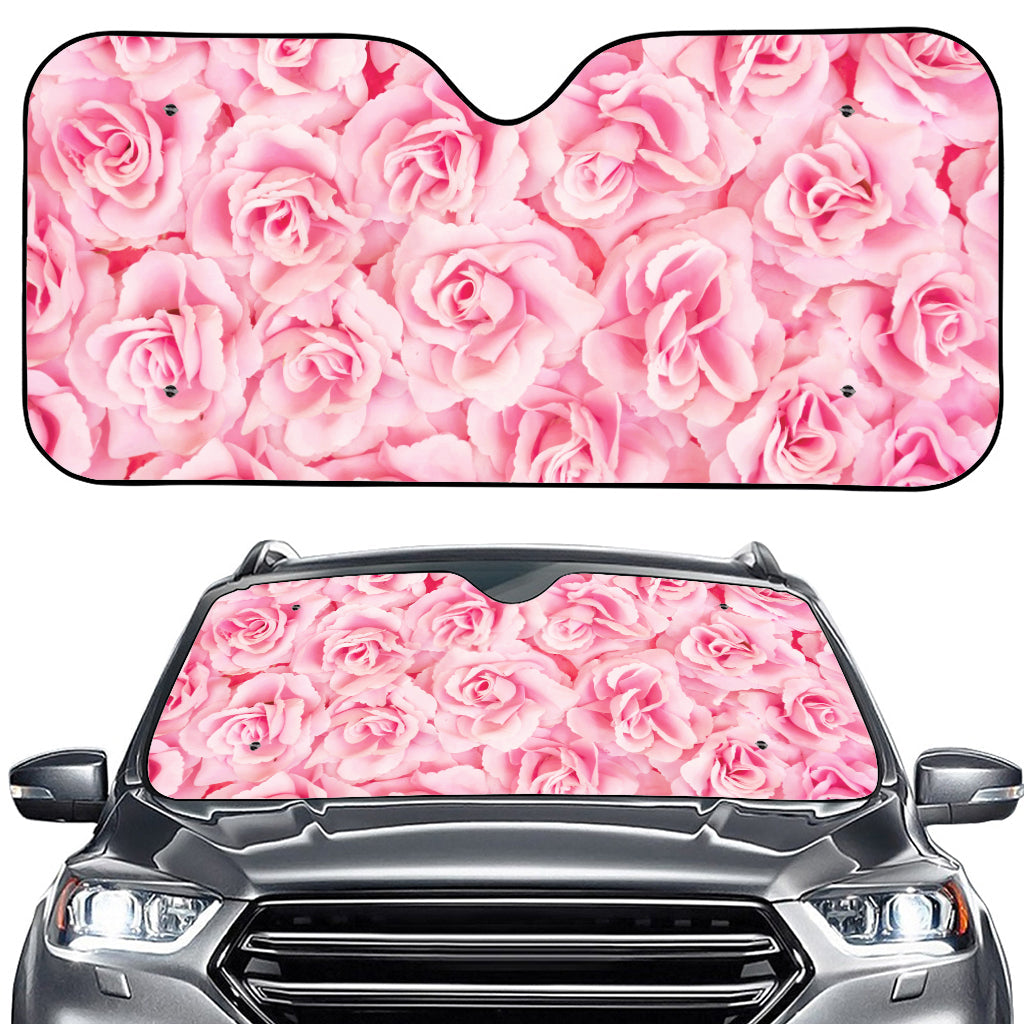 Pink Rose Print Car Windshield Sun Shade