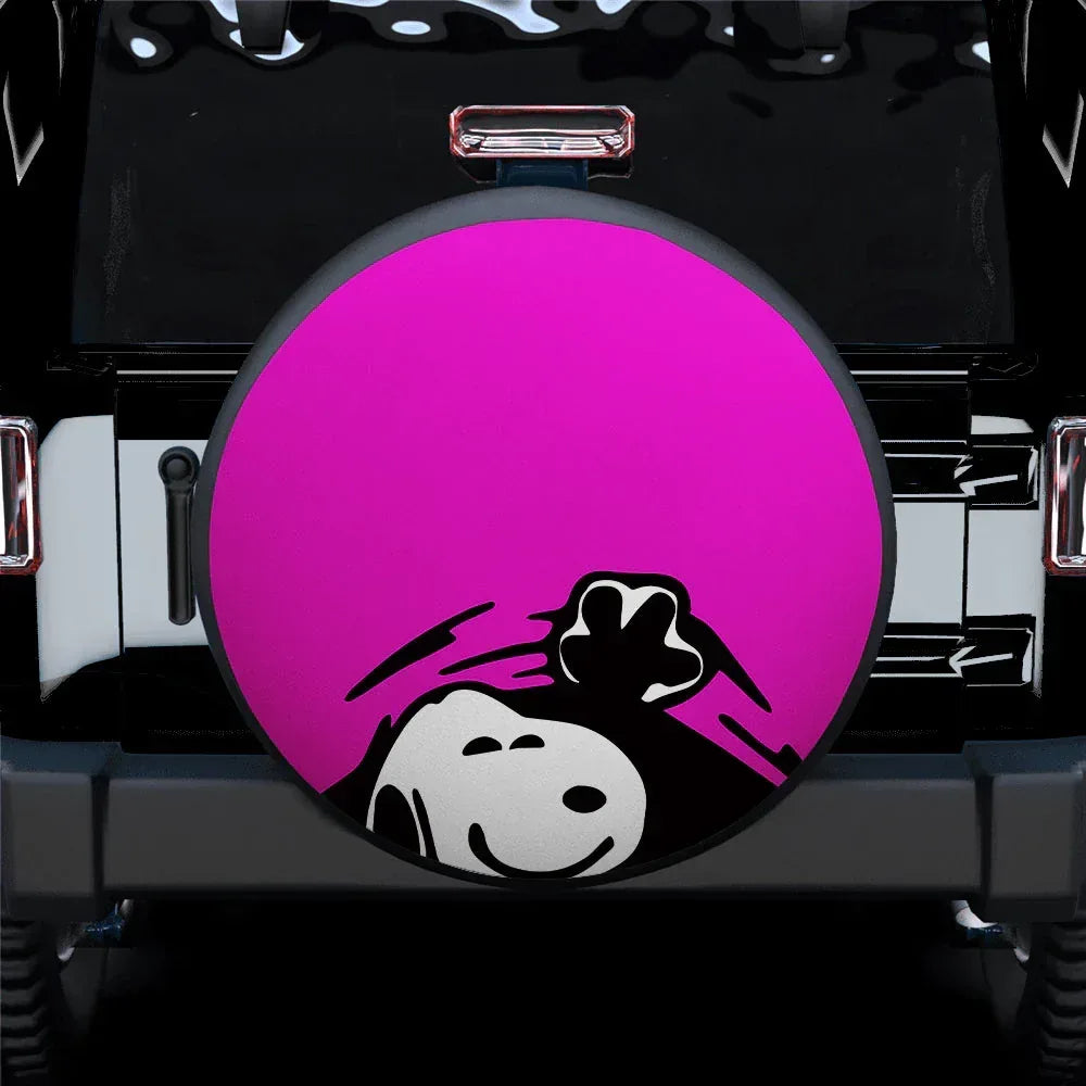 Pink Snoopy Peek A Boo Funny Jeep Car Leather Spare Tire Cover - PersonalizedFury