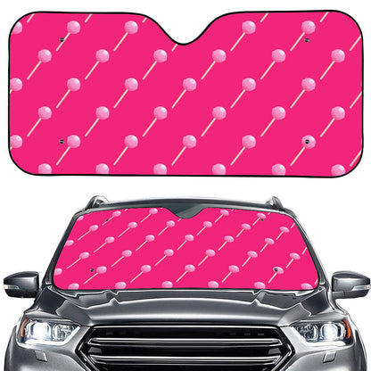 Pink Sweet Lollipop Pattern Print Car Windshield Sun Shade