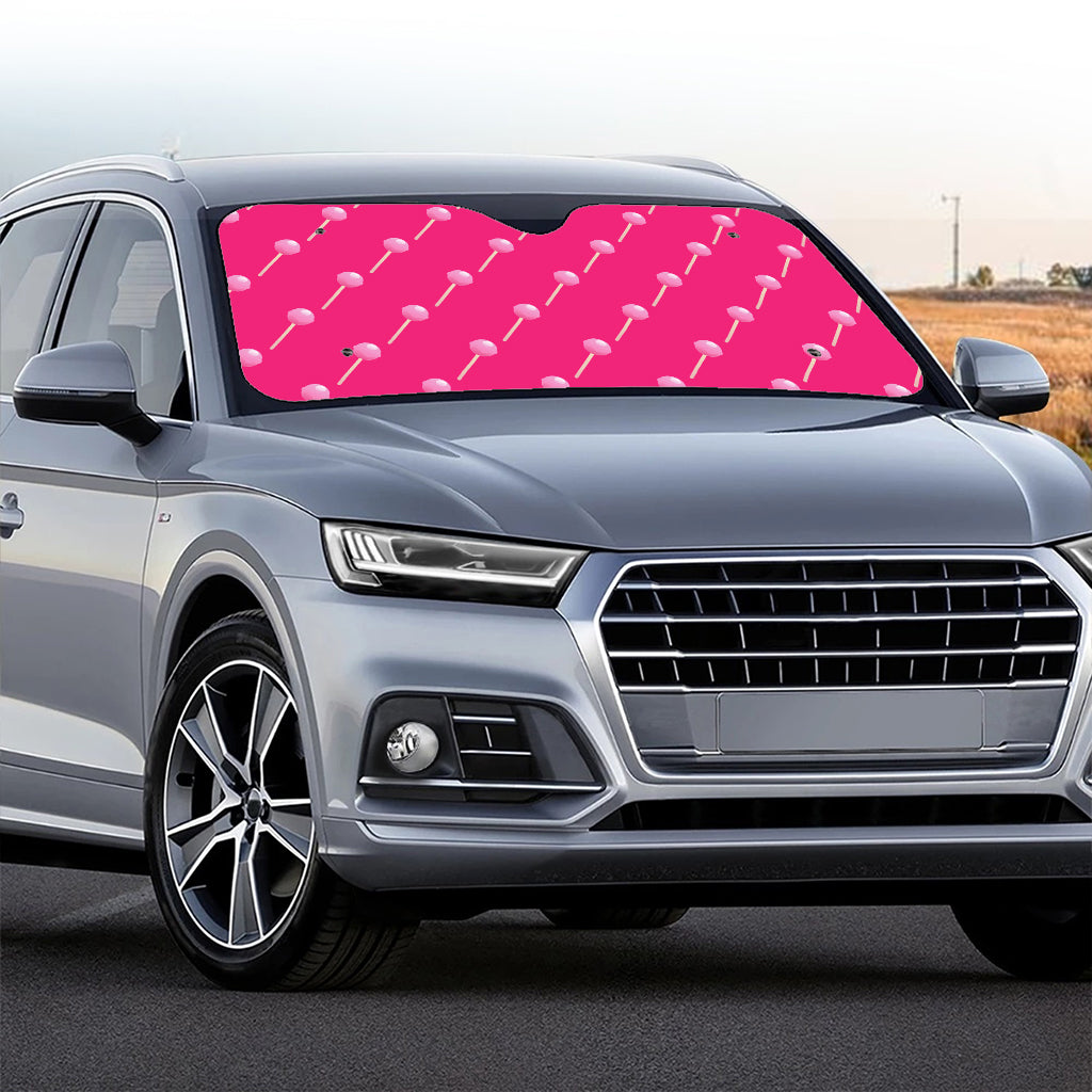Pink Sweet Lollipop Pattern Print Car Windshield Sun Shade