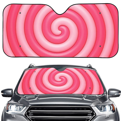 Pink Swirl Lollipop Print Car Windshield Sun Shade