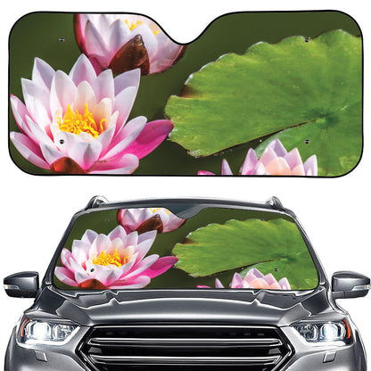 Pink Water Lilies Print Car Windshield Sun Shade