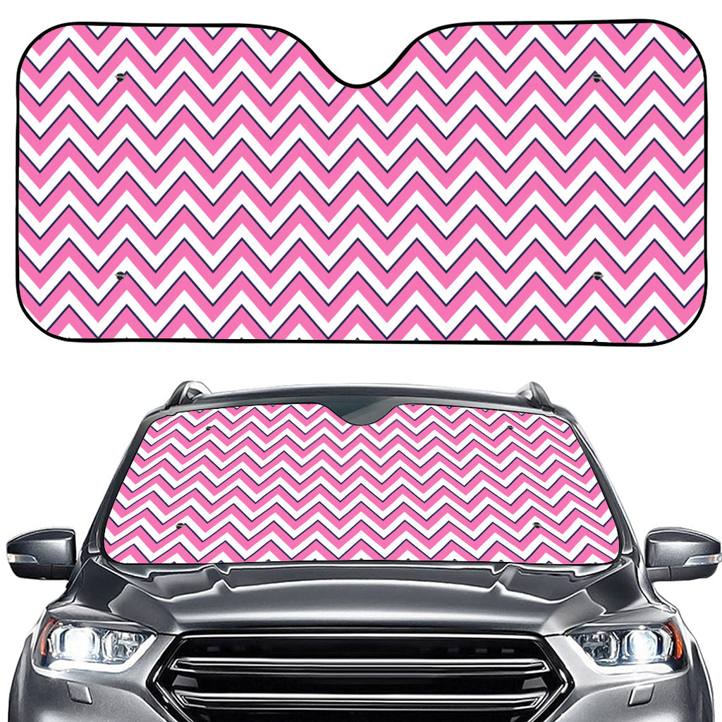 Pink White And Navy Chevron Print Car Windshield Sun Shade