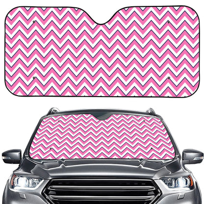Pink White And Navy Chevron Print Car Windshield Sun Shade