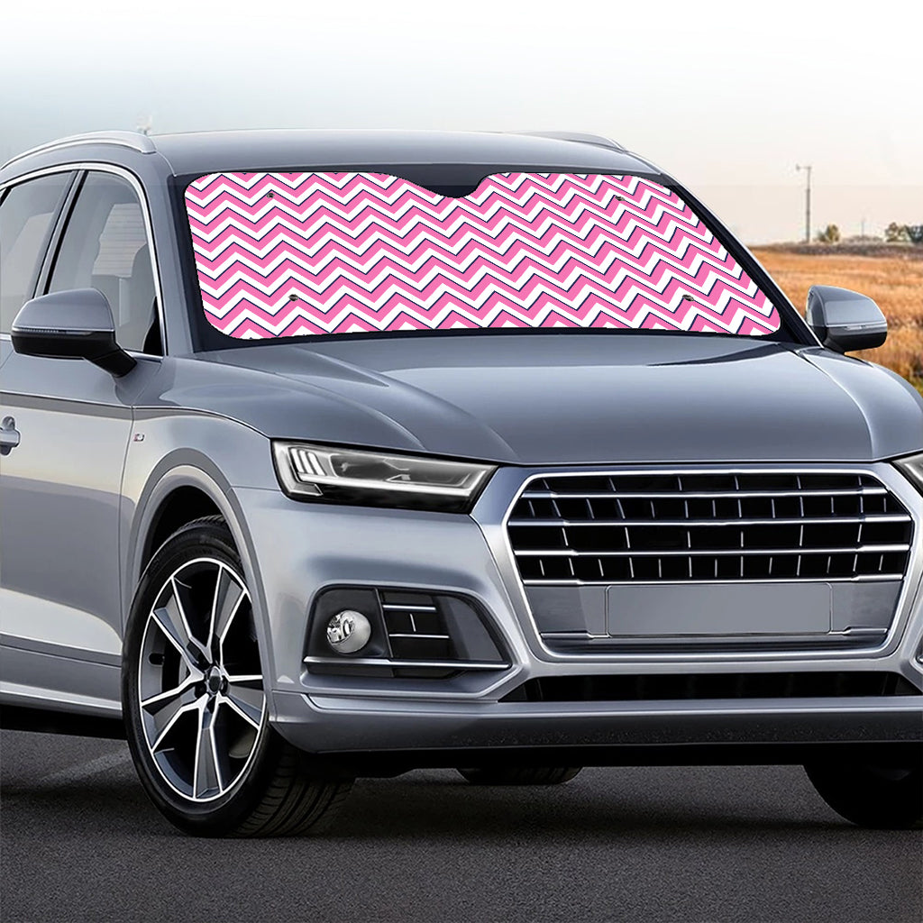 Pink White And Navy Chevron Print Car Windshield Sun Shade
