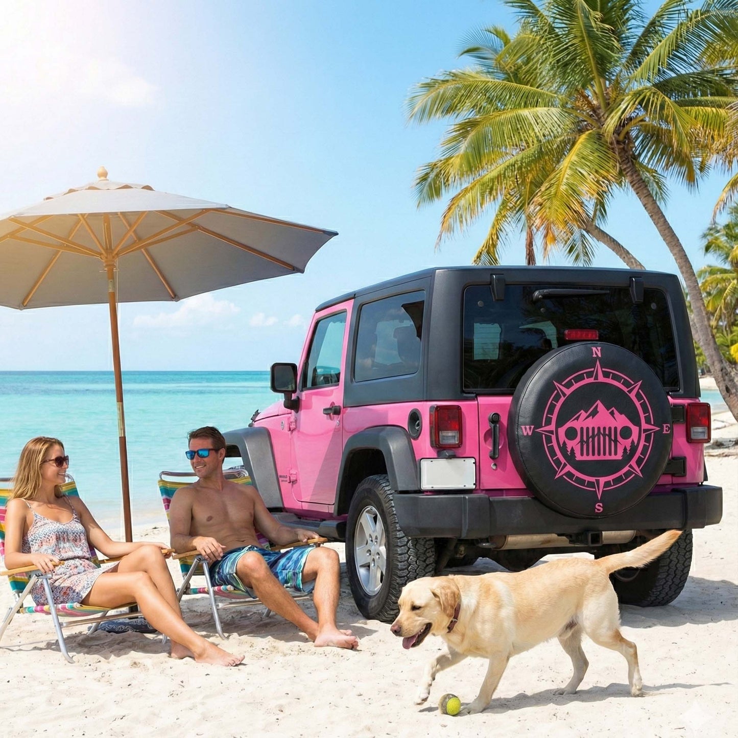 Pink Jeep Compass Grill Leather Spare Tire Cover – Outdoor Jeep Style