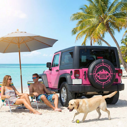 Pink Jeep Compass Grill Leather Spare Tire Cover – Outdoor Jeep Style