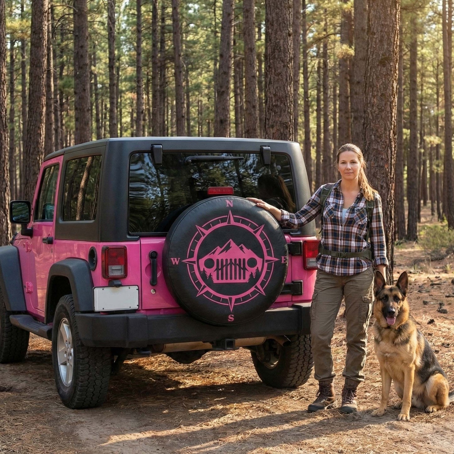 Pink Jeep Compass Grill Leather Spare Tire Cover – Outdoor Jeep Style