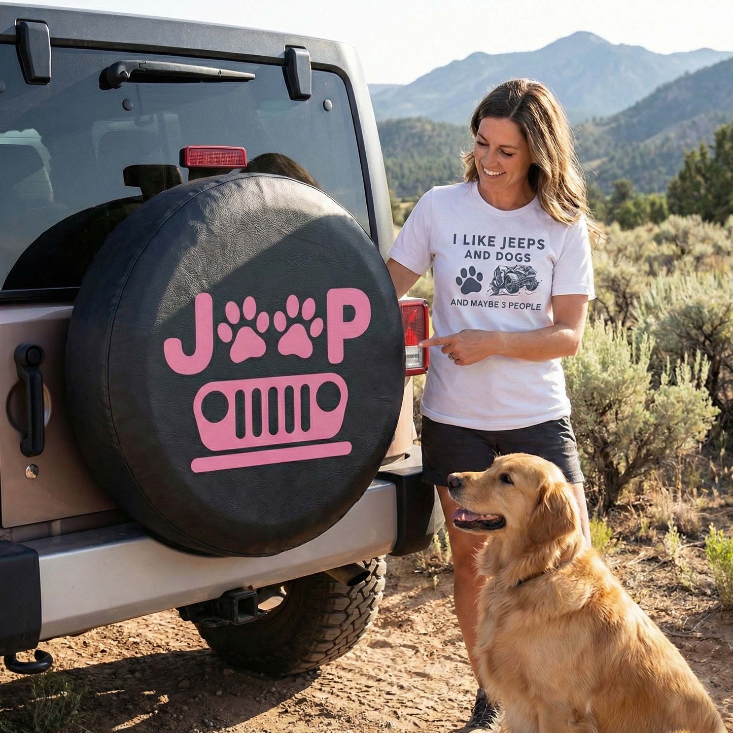 Pink Jeep Spare Tire Cover – Funny Dog Paw Lover Tire Cover