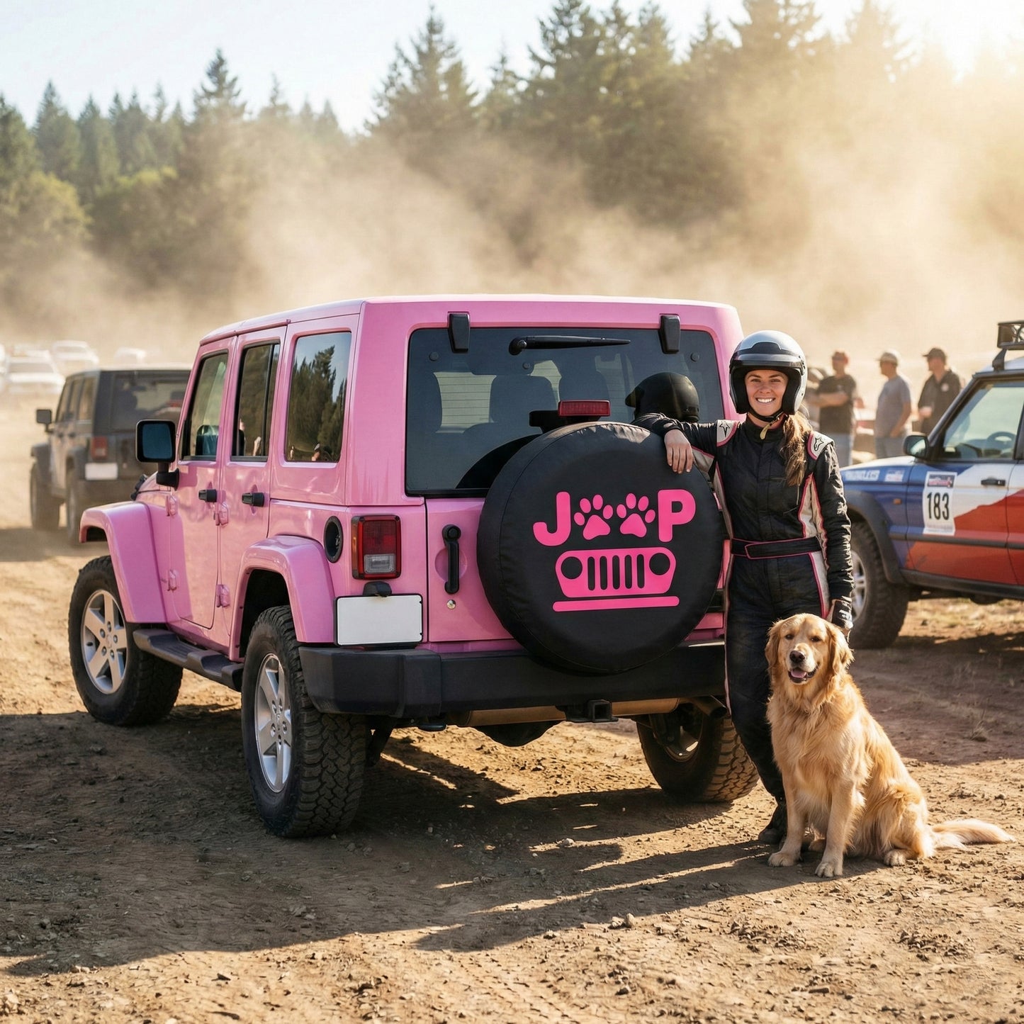 Pink Jeep Spare Tire Cover – Funny Dog Paw Lover Tire Cover