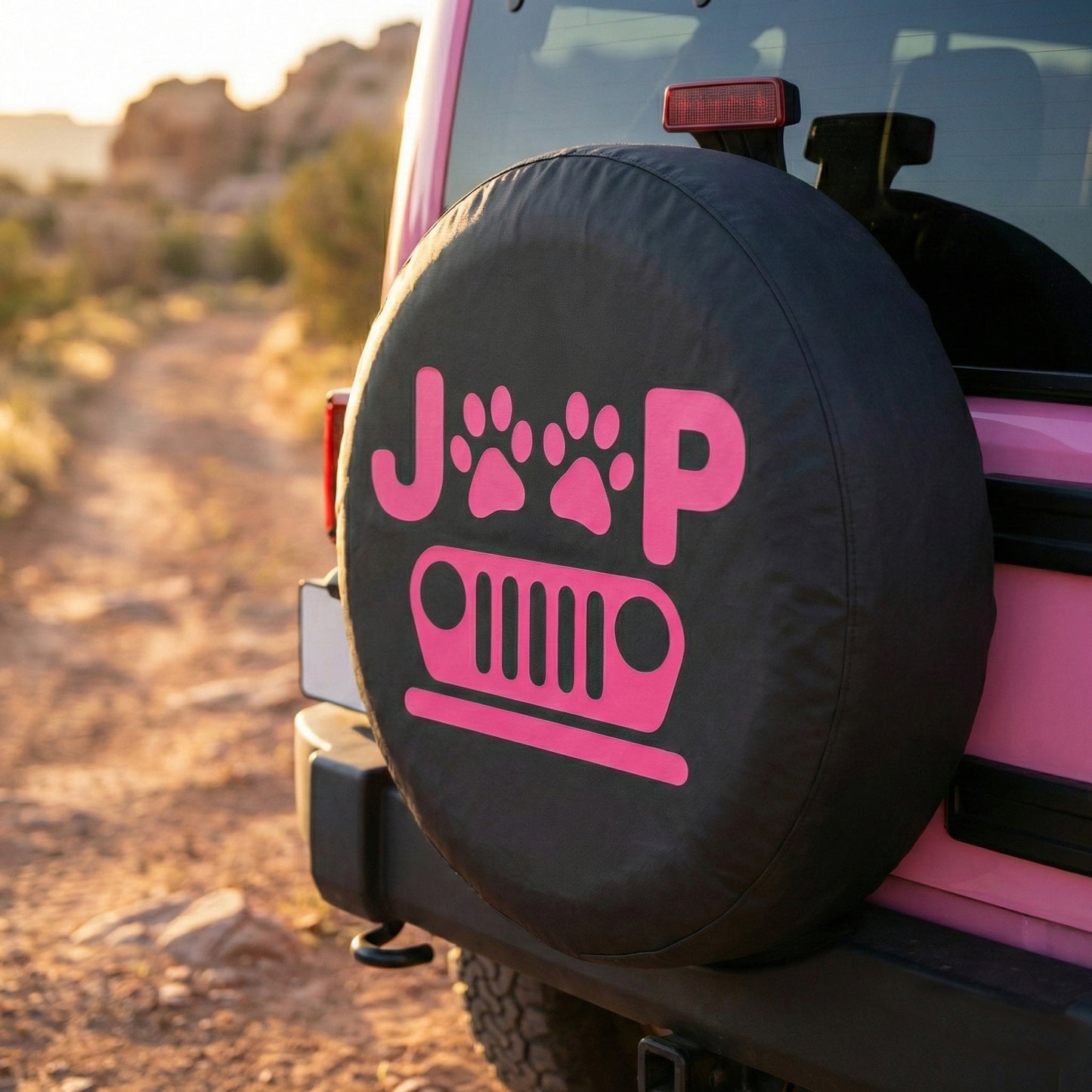 Pink Jeep Spare Tire Cover – Funny Dog Paw Lover Tire Cover