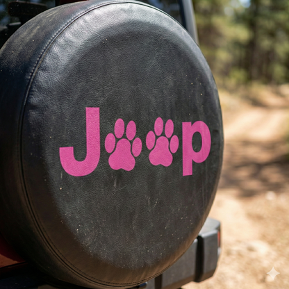 Pink Jeep Side Fender Dog Paws Car Leather Spare Tire Cover