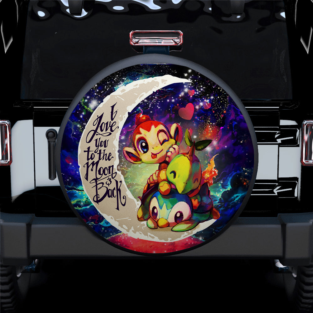 Piplup Turtwig And Chimchar Gen 4 Love You To The Moon Galaxy Car Spare Tire Cover