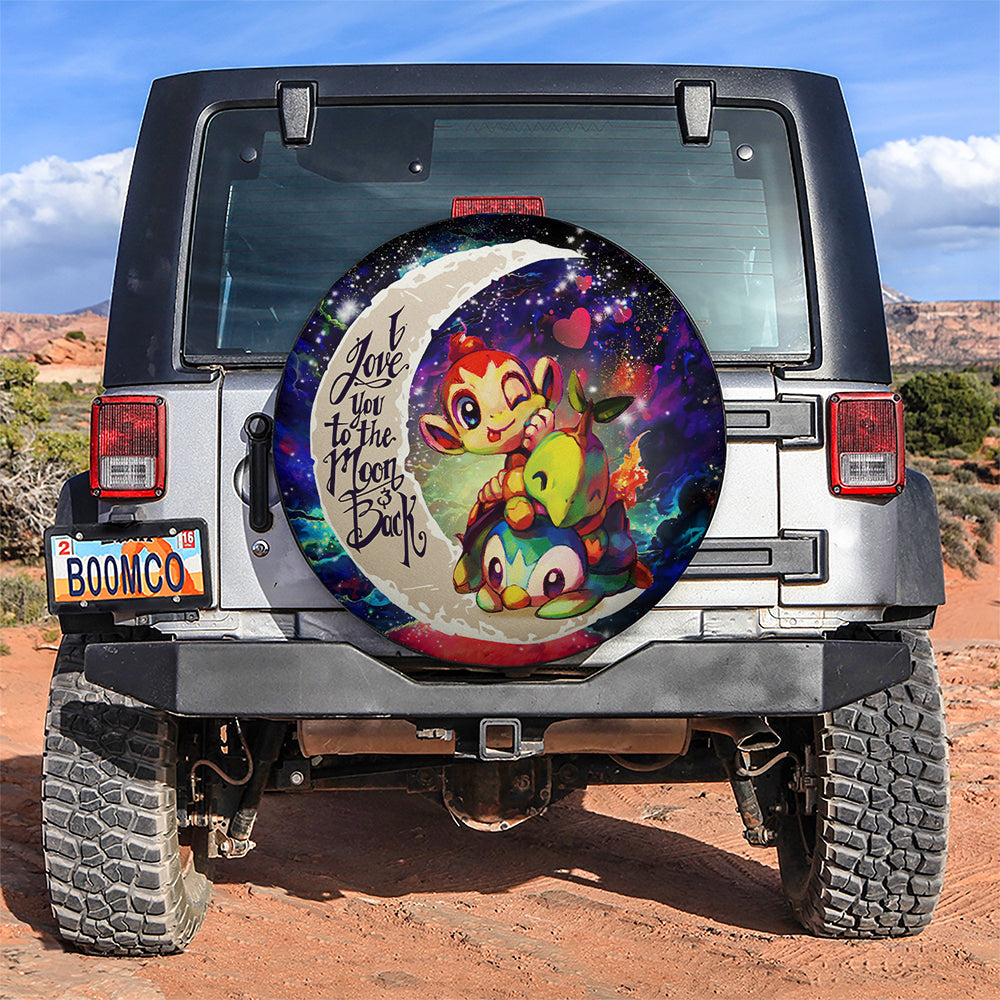 Piplup Turtwig And Chimchar Gen 4 Love You To The Moon Galaxy Car Spare Tire Cover