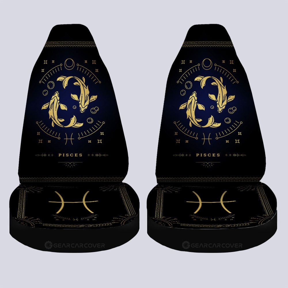 Pisces Colorful Car Seat Covers Custom Zodiac Car Accessories