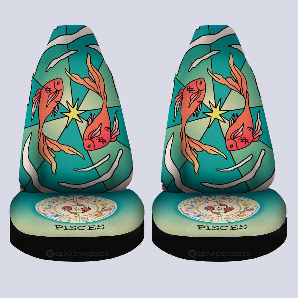 Pisces Colorful Car Seat Covers Custom Zodiac Car Accessories