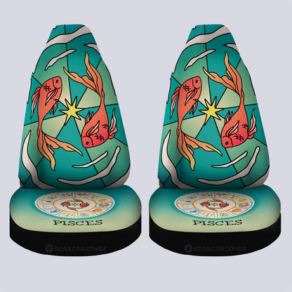 Pisces Colorful Car Seat Covers Custom Zodiac Car Accessories