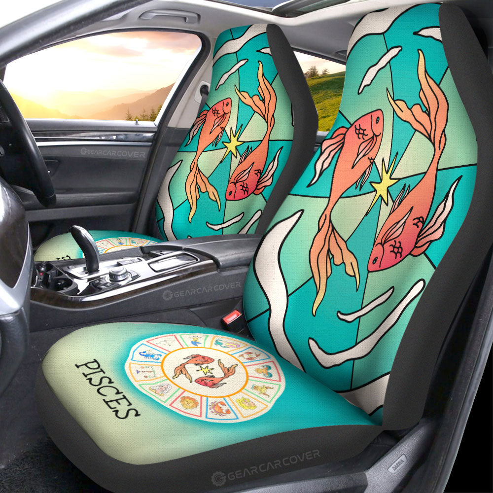Pisces Colorful Car Seat Covers Custom Zodiac Car Accessories