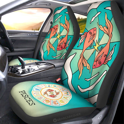 Pisces Colorful Car Seat Covers Custom Zodiac Car Accessories