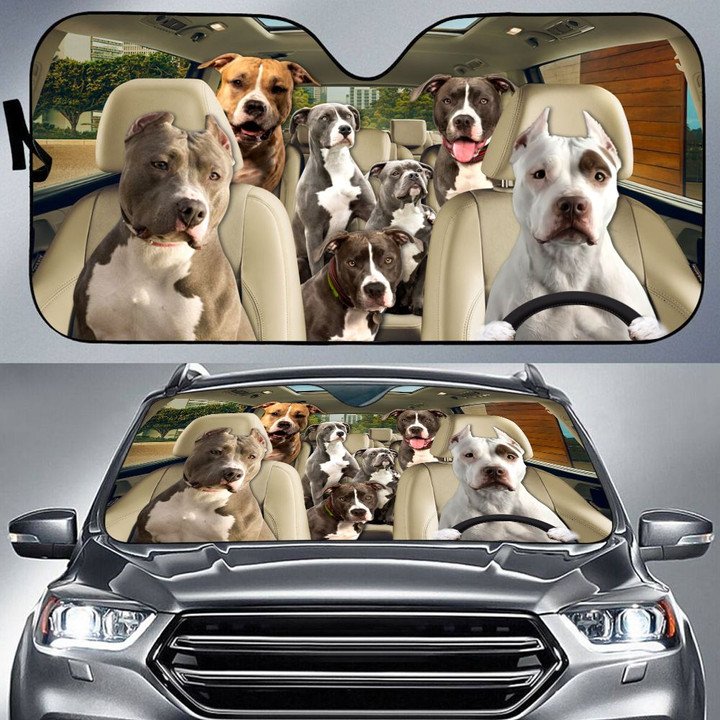 Pit Bull Terrier Car All Over Printed 3D Sun Shade