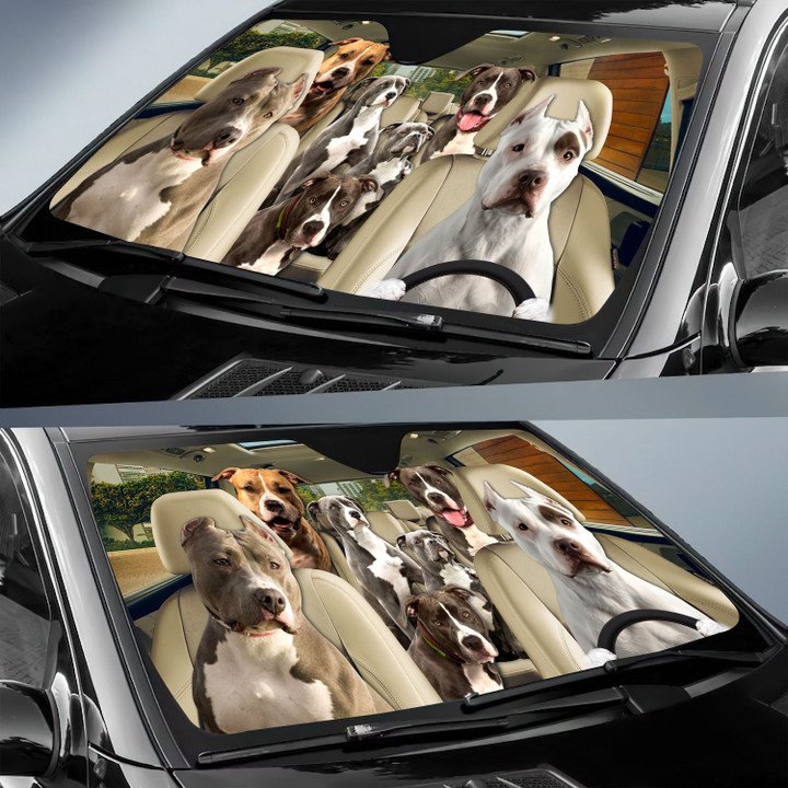Pit Bull Terrier Car All Over Printed 3D Sun Shade