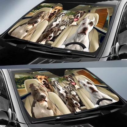 Pit Bull Terrier Car All Over Printed 3D Sun Shade
