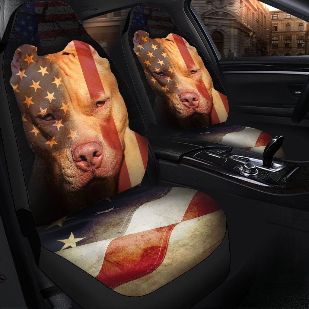 Pitbull American Flag Car Seat Cover