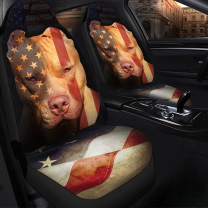 Pitbull American Flag Car Seat Cover