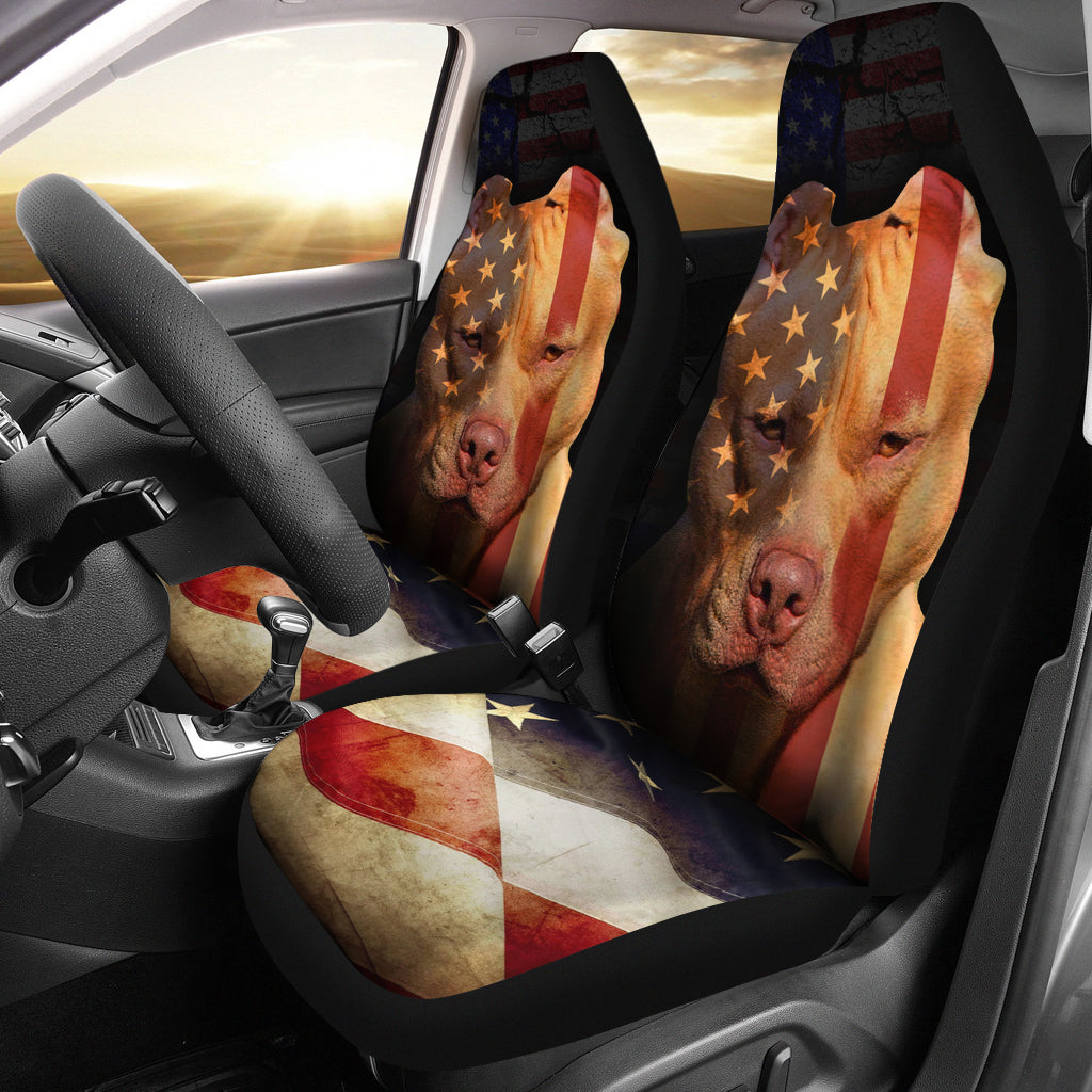Pitbull American Flag Car Seat Cover