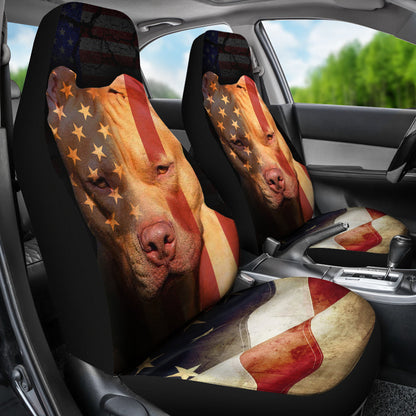 Pitbull American Flag Car Seat Cover