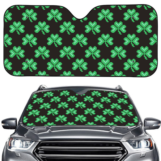 Pixel Clover St. Patrick's Day Print Car Windshield Sun Shade