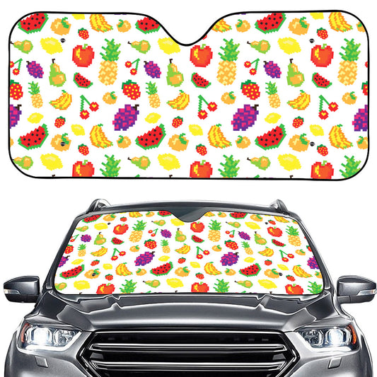 Pixel Fruits Pattern Print Car Windshield Sun Shade