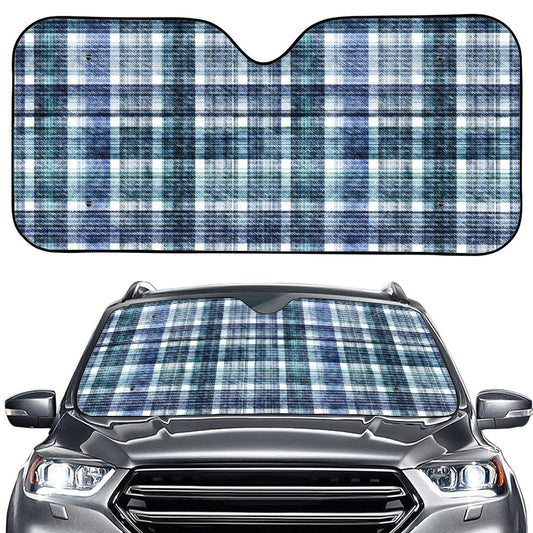 Plaid Denim Jeans Pattern Print Car Windshield Sun Shade